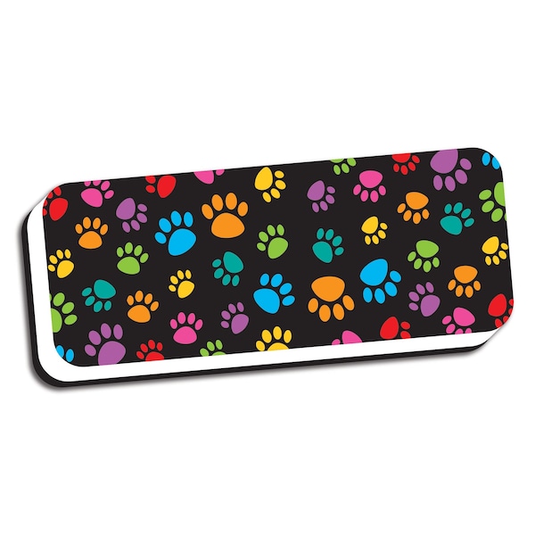 Magnetic Whiteboard Eraser, Colorful Assorted Paw Pattern, 2in. X 5in., 6PK